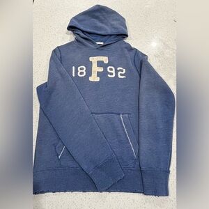 Men's Abercrombie & Fitch Vintage Distressed Denim Blue Pullover Hoodie Size L